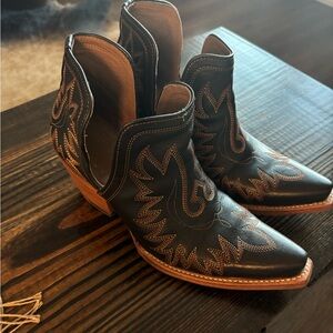 Ariat Black and Brown Embroidered Ankle Boots